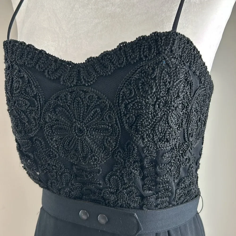 Vintage Kenar Dress Formal Sleeveless Black Maxi Crocheted Dress - Picture 3 of 15